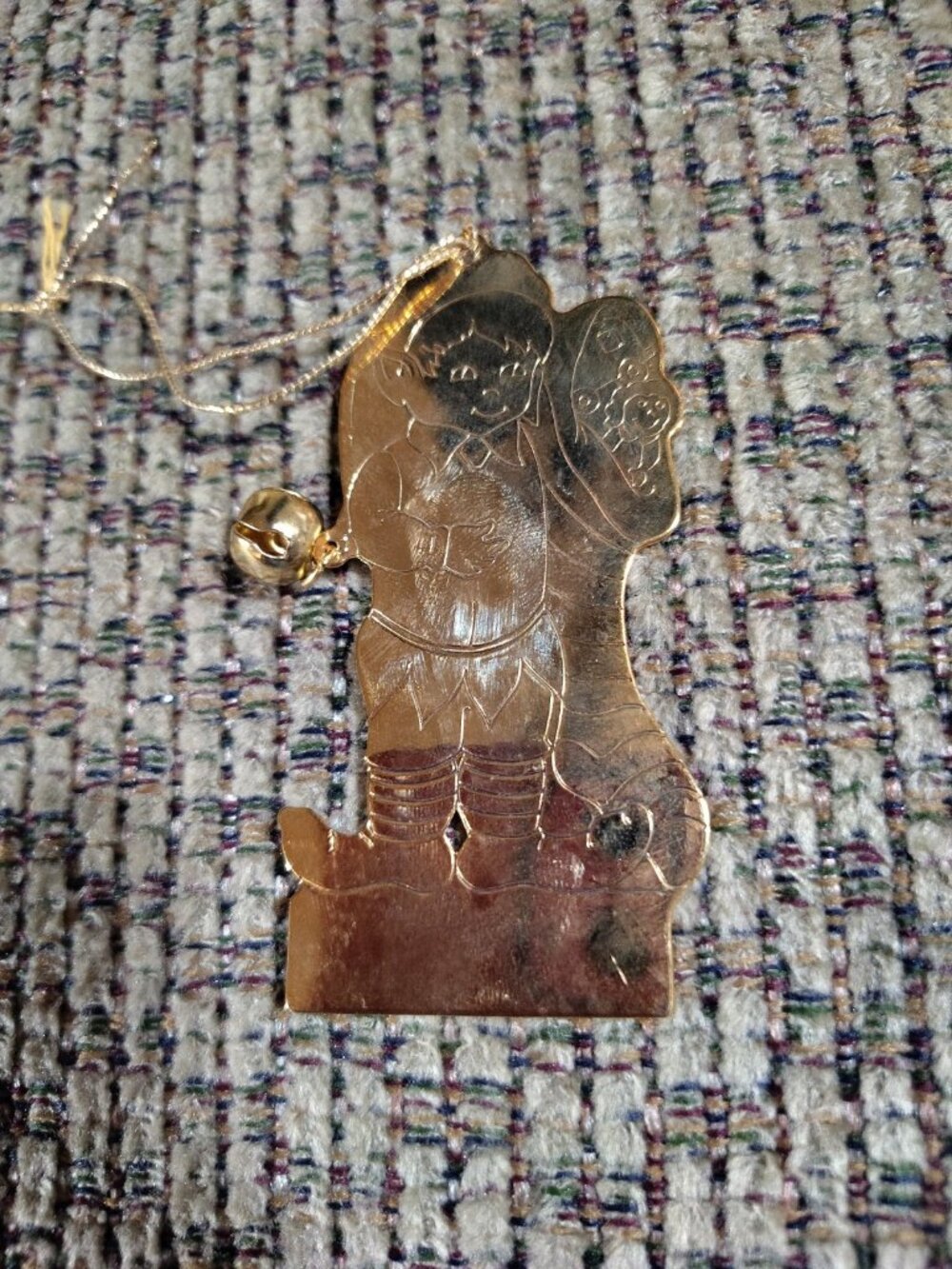 1979 Vintage Gloria Duchin Flat Brass Christmas Stocking and Toy Etched Ornament